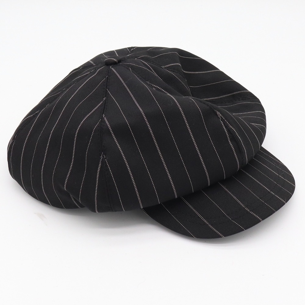 Kmart Newsboy Cap Womens One Size Stripe Cabby Black White Pinstripe New